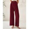 imageBTFBM Women Wide Leg Dress Pants 2026 High Waisted Button Pleated Business Casual Trousers Office Work Palazzo PantsWine Red