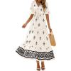 imageBTFBM Womens Summer Dresses 2026 Spring Casual Short Sleeve v Neck Boho Floral Flowy ALine Tiered Maxi Dress PocketsFloral Apricot Black