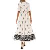 imageBTFBM Womens Summer Dresses 2026 Spring Casual Short Sleeve v Neck Boho Floral Flowy ALine Tiered Maxi Dress PocketsFloral Apricot Black