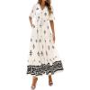 imageBTFBM Womens Summer Dresses 2026 Spring Casual Short Sleeve v Neck Boho Floral Flowy ALine Tiered Maxi Dress PocketsFloral Apricot Black