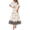 imageBTFBM Womens Summer Dresses 2026 Spring Casual Short Sleeve v Neck Boho Floral Flowy ALine Tiered Maxi Dress PocketsFloral Apricot Black