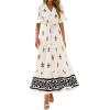 imageBTFBM Womens Summer Dresses 2026 Spring Casual Short Sleeve v Neck Boho Floral Flowy ALine Tiered Maxi Dress PocketsFloral Apricot Black