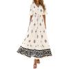 imageBTFBM Womens Summer Dresses 2026 Spring Casual Short Sleeve v Neck Boho Floral Flowy ALine Tiered Maxi Dress PocketsFloral Apricot Black