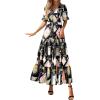 imageBTFBM Womens Summer Dresses 2026 Spring Casual Short Sleeve v Neck Boho Floral Flowy ALine Tiered Maxi Dress PocketsFloral Black Multi