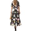 imageBTFBM Womens Summer Dresses 2026 Spring Casual Short Sleeve v Neck Boho Floral Flowy ALine Tiered Maxi Dress PocketsFloral Black Multi
