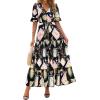 imageBTFBM Womens Summer Dresses 2026 Spring Casual Short Sleeve v Neck Boho Floral Flowy ALine Tiered Maxi Dress PocketsFloral Black Multi