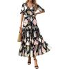 imageBTFBM Womens Summer Dresses 2026 Spring Casual Short Sleeve v Neck Boho Floral Flowy ALine Tiered Maxi Dress PocketsFloral Black Multi
