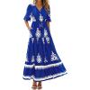 imageBTFBM Womens Summer Dresses 2026 Spring Casual Short Sleeve v Neck Boho Floral Flowy ALine Tiered Maxi Dress PocketsFloral Blue White