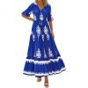 imageBTFBM Womens Summer Dresses 2026 Spring Casual Short Sleeve v Neck Boho Floral Flowy ALine Tiered Maxi Dress PocketsFloral Blue White