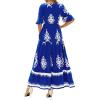 imageBTFBM Womens Summer Dresses 2026 Spring Casual Short Sleeve v Neck Boho Floral Flowy ALine Tiered Maxi Dress PocketsFloral Blue White
