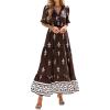 imageBTFBM Womens Summer Dresses 2026 Spring Casual Short Sleeve v Neck Boho Floral Flowy ALine Tiered Maxi Dress PocketsFloral Coffee White