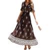 imageBTFBM Womens Summer Dresses 2026 Spring Casual Short Sleeve v Neck Boho Floral Flowy ALine Tiered Maxi Dress PocketsFloral Coffee White