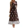 imageBTFBM Womens Summer Dresses 2026 Spring Casual Short Sleeve v Neck Boho Floral Flowy ALine Tiered Maxi Dress PocketsFloral Coffee White