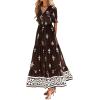 imageBTFBM Womens Summer Dresses 2026 Spring Casual Short Sleeve v Neck Boho Floral Flowy ALine Tiered Maxi Dress PocketsFloral Coffee White