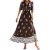 imageBTFBM Womens Summer Dresses 2026 Spring Casual Short Sleeve v Neck Boho Floral Flowy ALine Tiered Maxi Dress PocketsFloral Coffee White