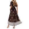 imageBTFBM Womens Summer Dresses 2026 Spring Casual Short Sleeve v Neck Boho Floral Flowy ALine Tiered Maxi Dress PocketsFloral Coffee White