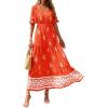 imageBTFBM Womens Summer Dresses 2026 Spring Casual Short Sleeve v Neck Boho Floral Flowy ALine Tiered Maxi Dress PocketsFloral Orange Red Apricot
