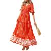 imageBTFBM Womens Summer Dresses 2026 Spring Casual Short Sleeve v Neck Boho Floral Flowy ALine Tiered Maxi Dress PocketsFloral Orange Red Apricot