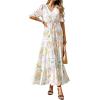 imageBTFBM Womens Summer Dresses 2026 Spring Casual Short Sleeve v Neck Boho Floral Flowy ALine Tiered Maxi Dress PocketsFloral White Multi