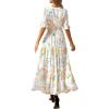 imageBTFBM Womens Summer Dresses 2026 Spring Casual Short Sleeve v Neck Boho Floral Flowy ALine Tiered Maxi Dress PocketsFloral White Multi