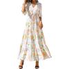 imageBTFBM Womens Summer Dresses 2026 Spring Casual Short Sleeve v Neck Boho Floral Flowy ALine Tiered Maxi Dress PocketsFloral White Multi