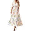 imageBTFBM Womens Summer Dresses 2026 Spring Casual Short Sleeve v Neck Boho Floral Flowy ALine Tiered Maxi Dress PocketsFloral White Multi