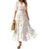 imageBTFBM Womens Summer Dresses 2026 Spring Casual Short Sleeve v Neck Boho Floral Flowy ALine Tiered Maxi Dress PocketsFloral White Multi
