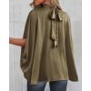 imageBTFBM Womens Summer Tops 2026 Mock Neck Batwing Sleeve Silk Satin Shirts Loose Oversized Dressy Casual Spring BlousesArmy Green