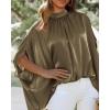 imageBTFBM Womens Summer Tops 2026 Mock Neck Batwing Sleeve Silk Satin Shirts Loose Oversized Dressy Casual Spring BlousesArmy Green