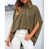 imageBTFBM Womens Summer Tops 2026 Mock Neck Batwing Sleeve Silk Satin Shirts Loose Oversized Dressy Casual Spring BlousesArmy Green