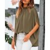 imageBTFBM Womens Summer Tops 2026 Mock Neck Batwing Sleeve Silk Satin Shirts Loose Oversized Dressy Casual Spring BlousesArmy Green