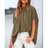 imageBTFBM Womens Summer Tops 2026 Mock Neck Batwing Sleeve Silk Satin Shirts Loose Oversized Dressy Casual Spring BlousesArmy Green