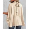 imageBTFBM Womens Summer Tops 2026 Mock Neck Batwing Sleeve Silk Satin Shirts Loose Oversized Dressy Casual Spring BlousesBeige