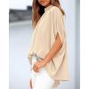 imageBTFBM Womens Summer Tops 2026 Mock Neck Batwing Sleeve Silk Satin Shirts Loose Oversized Dressy Casual Spring BlousesBeige