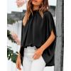 imageBTFBM Womens Summer Tops 2026 Mock Neck Batwing Sleeve Silk Satin Shirts Loose Oversized Dressy Casual Spring BlousesBlack