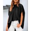 imageBTFBM Womens Summer Tops 2026 Mock Neck Batwing Sleeve Silk Satin Shirts Loose Oversized Dressy Casual Spring BlousesBlack