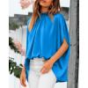imageBTFBM Womens Summer Tops 2026 Mock Neck Batwing Sleeve Silk Satin Shirts Loose Oversized Dressy Casual Spring BlousesBlue