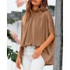imageBTFBM Womens Summer Tops 2026 Mock Neck Batwing Sleeve Silk Satin Shirts Loose Oversized Dressy Casual Spring BlousesBrown