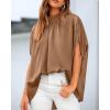 imageBTFBM Womens Summer Tops 2026 Mock Neck Batwing Sleeve Silk Satin Shirts Loose Oversized Dressy Casual Spring BlousesBrown