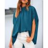 imageBTFBM Womens Summer Tops 2026 Mock Neck Batwing Sleeve Silk Satin Shirts Loose Oversized Dressy Casual Spring BlousesDark Blue