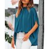 imageBTFBM Womens Summer Tops 2026 Mock Neck Batwing Sleeve Silk Satin Shirts Loose Oversized Dressy Casual Spring BlousesDark Blue