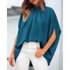 imageBTFBM Womens Summer Tops 2026 Mock Neck Batwing Sleeve Silk Satin Shirts Loose Oversized Dressy Casual Spring BlousesDark Blue