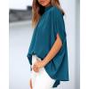 imageBTFBM Womens Summer Tops 2026 Mock Neck Batwing Sleeve Silk Satin Shirts Loose Oversized Dressy Casual Spring BlousesDark Blue
