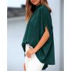 imageBTFBM Womens Summer Tops 2026 Mock Neck Batwing Sleeve Silk Satin Shirts Loose Oversized Dressy Casual Spring BlousesDark Green