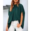 imageBTFBM Womens Summer Tops 2026 Mock Neck Batwing Sleeve Silk Satin Shirts Loose Oversized Dressy Casual Spring BlousesDark Green