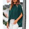 imageBTFBM Womens Summer Tops 2026 Mock Neck Batwing Sleeve Silk Satin Shirts Loose Oversized Dressy Casual Spring BlousesDark Green