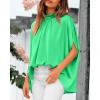 imageBTFBM Womens Summer Tops 2026 Mock Neck Batwing Sleeve Silk Satin Shirts Loose Oversized Dressy Casual Spring BlousesGrass Green