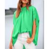 imageBTFBM Womens Summer Tops 2026 Mock Neck Batwing Sleeve Silk Satin Shirts Loose Oversized Dressy Casual Spring BlousesGrass Green