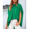 imageBTFBM Womens Summer Tops 2026 Mock Neck Batwing Sleeve Silk Satin Shirts Loose Oversized Dressy Casual Spring BlousesGreen