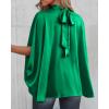 imageBTFBM Womens Summer Tops 2026 Mock Neck Batwing Sleeve Silk Satin Shirts Loose Oversized Dressy Casual Spring BlousesGreen
